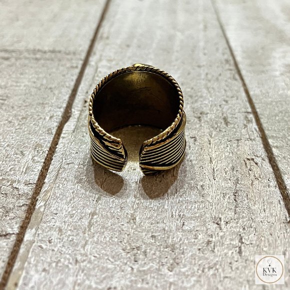 Turquoise Brass Ring - Picture 3 of 7